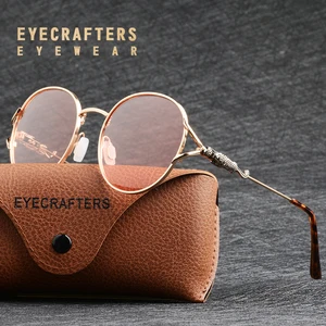 Солнцезащитные очки Eyecrafters в стиле ретро женские, зеркальные, в круглой оправе, поляризационные, в винтажном стиле, с защитой от ультрафиолета