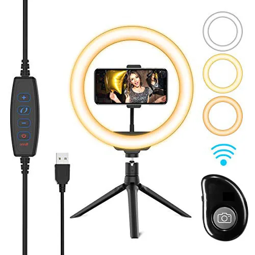 10 2 &quotLED селфи кольцо свет с подставкой стол макияж держателем телефона для