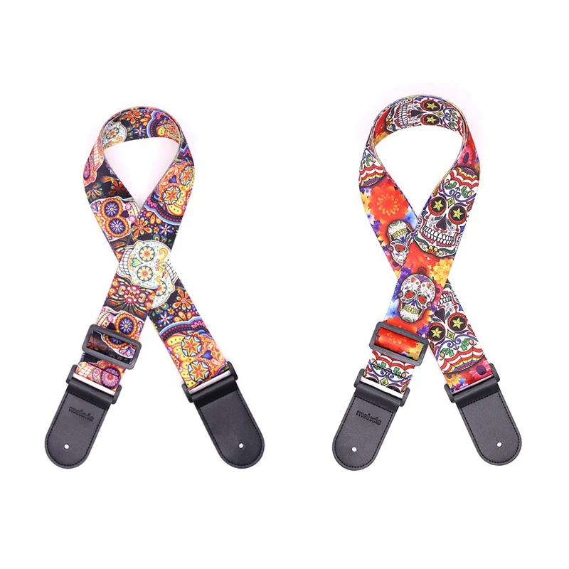 

Melede 2 Pcs Skull Guitar Strap,Adjustable Guitar Shoulder Strap For Bass, Electric Acoustic Guitars-2Inch Wide, D & B