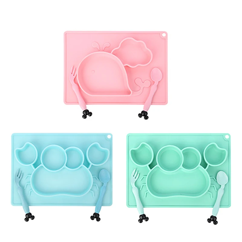 3 шт. детская силиконовая столовая тарелка мультяшный китовый Краб набор посуды