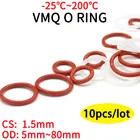 Белоекрасное Силиконовое уплотнительное кольцо VMQ, прокладка OD 5  80 мм CS 1,5 мм, пищевой класс, водонепроницаемое шайба, круглое резиновое Силиконовое кольцо, 10 шт.