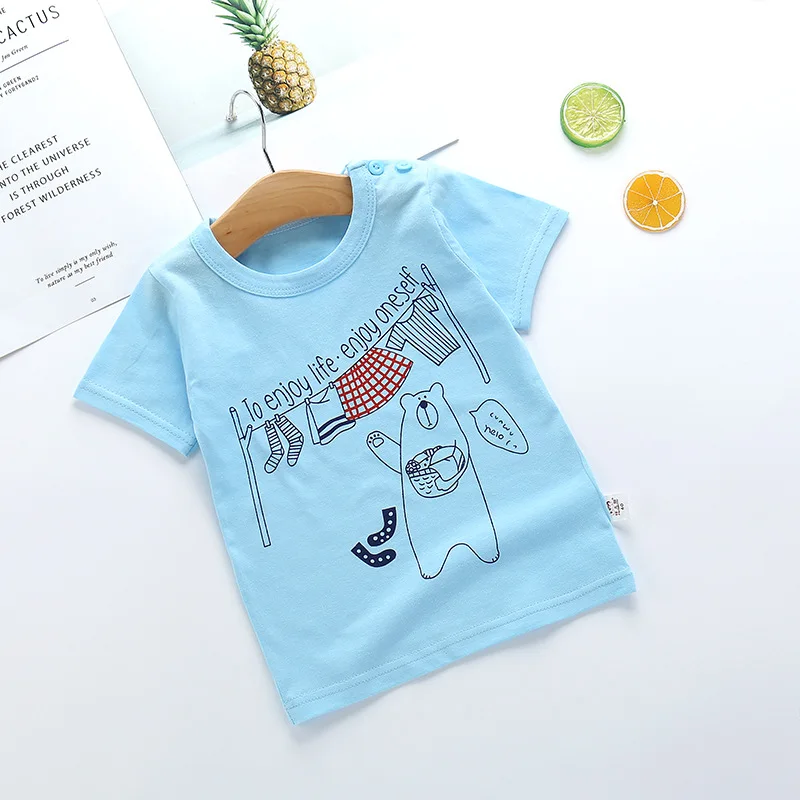 Летние футболки с коротким рукавом для маленьких девочек и мальчиков хлопковые
