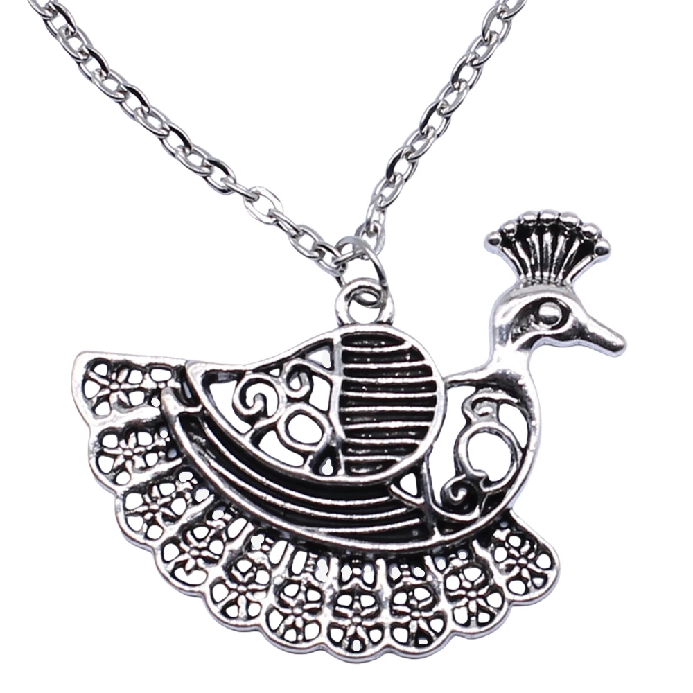 

Fashion Antique Silver Color 40x41mm Peacock Charms Pendant Necklace For Women Lady Girl Jewelry Gift