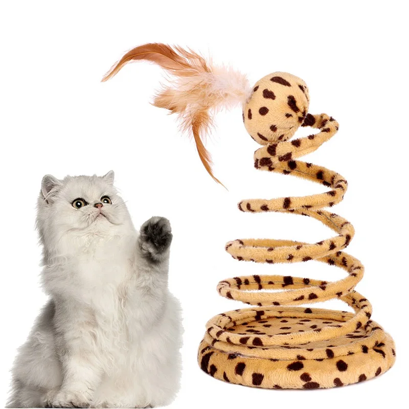 Забавная интерактивная игрушка в форме мяча для кошки Весенняя змея с пером