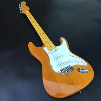 st electric guitar alder body maple fingerboard tremolo bridge trans yellow gloss finish can be customized