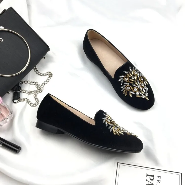 Удобные лоферы kmeioo с драгоценными камнями женские повседневные туфли на плоской