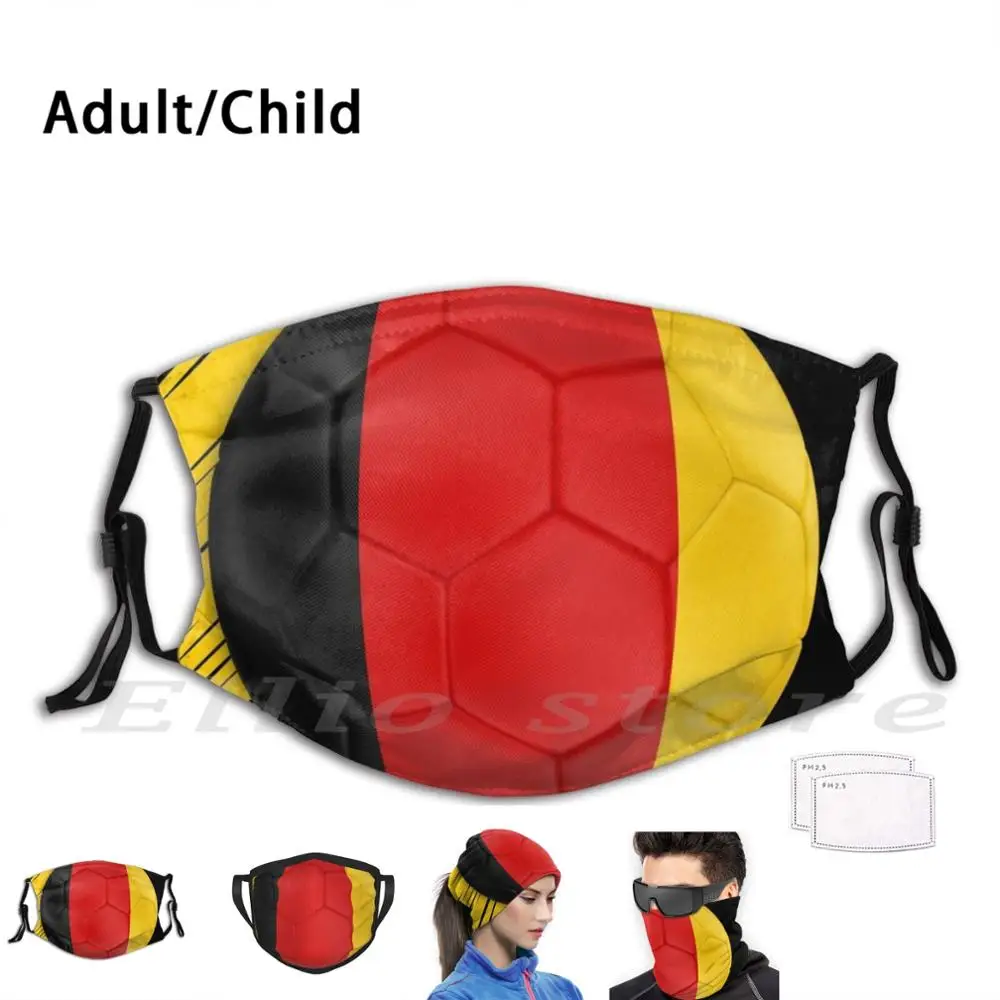 

Germany Football Flag Mask Adult Kids Reusable Pm2.5 Filter Germany German National Flag Competition Football Soccer Sports