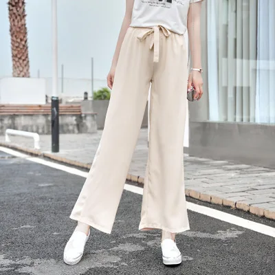 Весна-лето 2020 горячая Распродажа широкие штаны для девочек модные шифоновые с