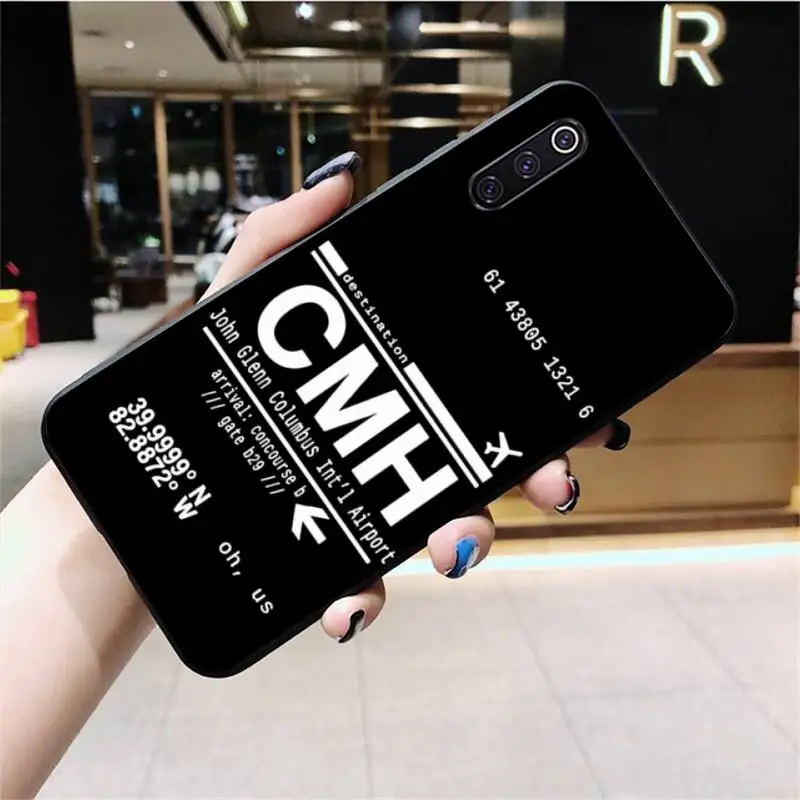

HPCHCJHM World airport code DIY Luxury Phone Case for Xiaomi Mi10 10Pro 10 lite Mi9 9SE 8SE Pocophone F1 Mi8 Lite