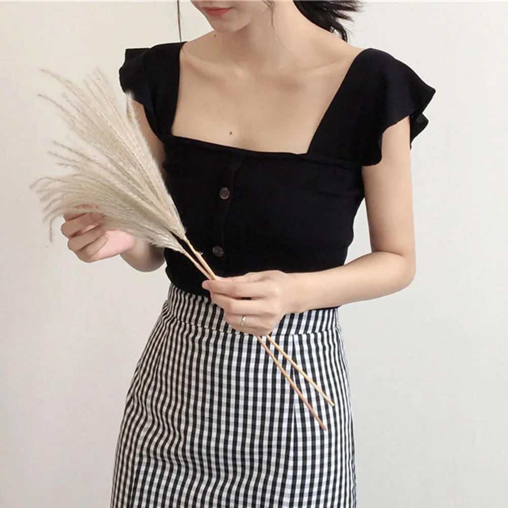 Лето 2020 шикарный вязаный Топ короткий рукав бохо Повседневный пляжный для