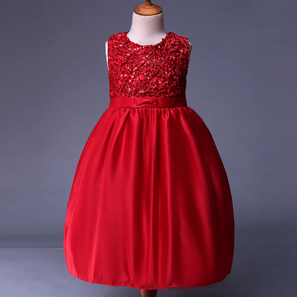 Детские платья принцессы красной розы для маленьких девочек на свадьбу детская