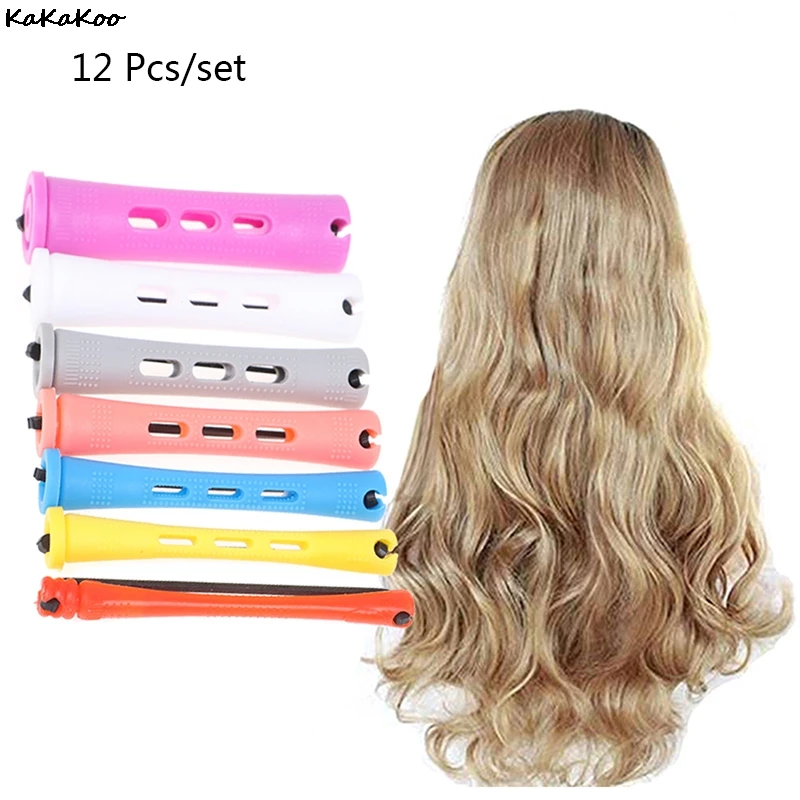 

12 Pieces Hair Perm Rods Short Cold Wave Rods Plastic Perming Rods Hair Curling Rollers Curlers With Steel Pintail Comb
