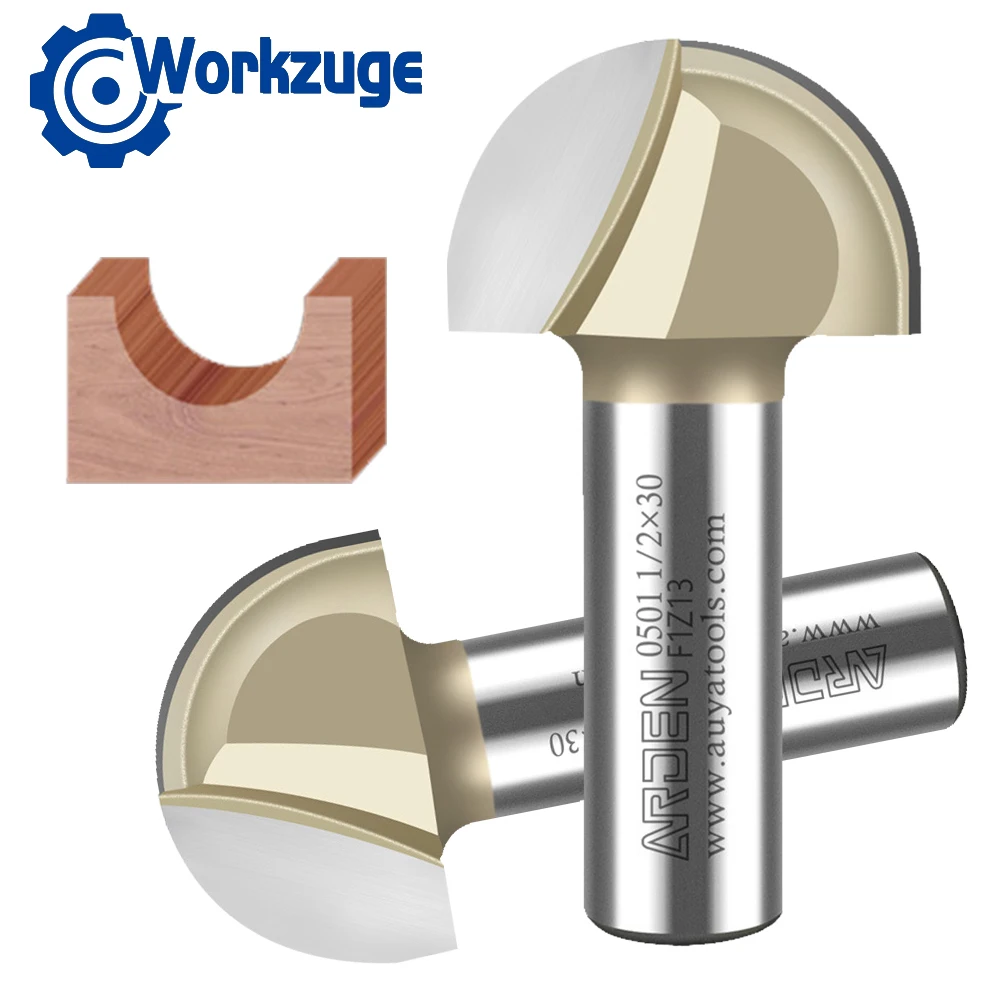 Wordzuge Tungsten Carbide CNC Woodworking Groove Tools Router Bits for Wood 1/2 1/4 Shank Milling Cutter Round Cove Nose Bit