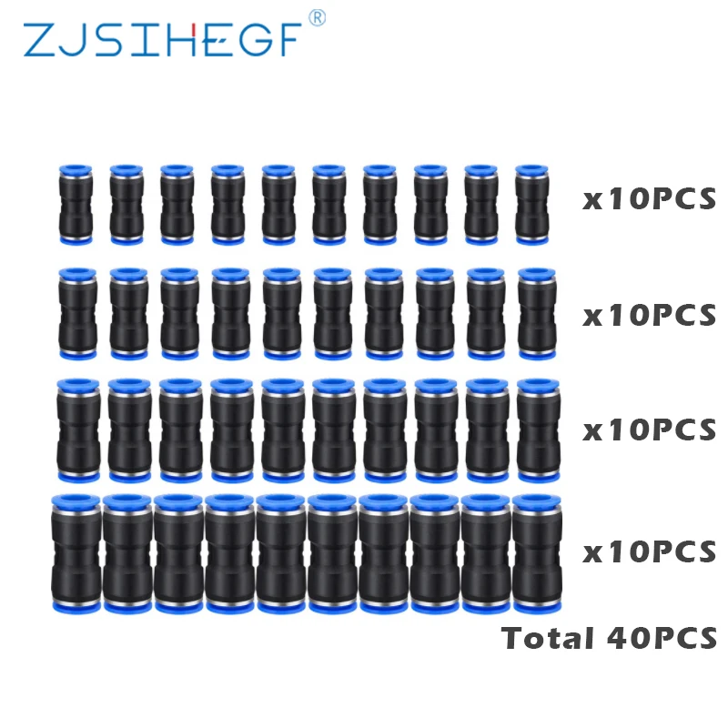 

40PCS/Pack Pneumatic Quick Fittings PU Straight Type Plastic Connector For Connect Air Hose PU Pipe Water Gas