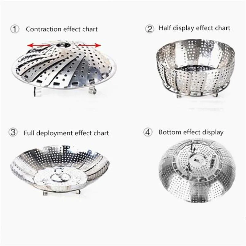 

Folding Dish Steamer Stainless Steel Food Steamer Basket Mesh Vegetable Cooker Steamer Expandable Kitchen Food Basket Tool