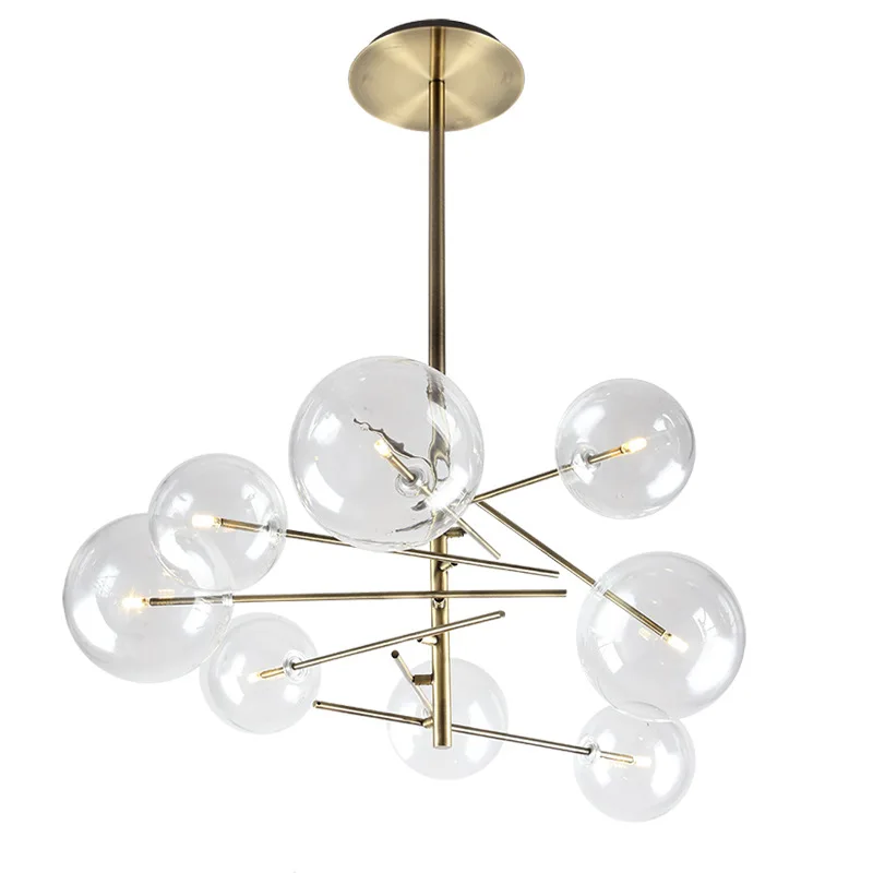 

Modern pendant lights led gold AC90-261V luminaire suspendu globe clear glass shade hanging lights luminaria pendente foyer
