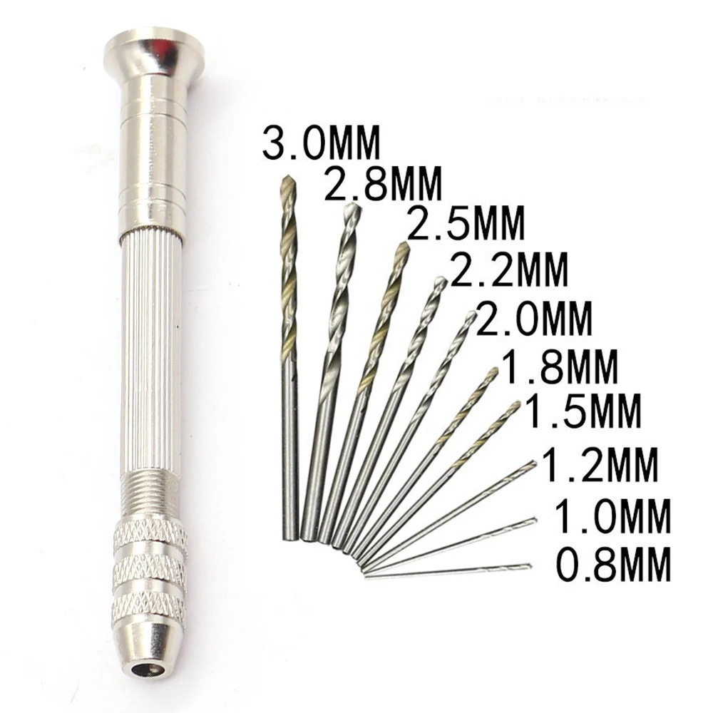 

Алюминиевая ручная дрель для ювелирных изделий ручной сверлильный патрон мини ручная дрель 10 шт. спиральное сверло
