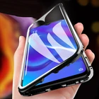 Полностью Магнитный чехол для Samsung Galaxy A8 2018, чехол 360, двухсторонний стеклянный чехол для Galaxy A8 plus a8 +, металлический магнитный чехол