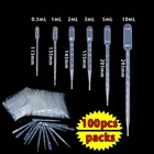 Пластиковый градиентный контейнер для лабораторий, 100 шт., 0,5 мл, 1 мл, 2 мл, 3 мл, 5 мл, 10 мл, одноразовая пипетка