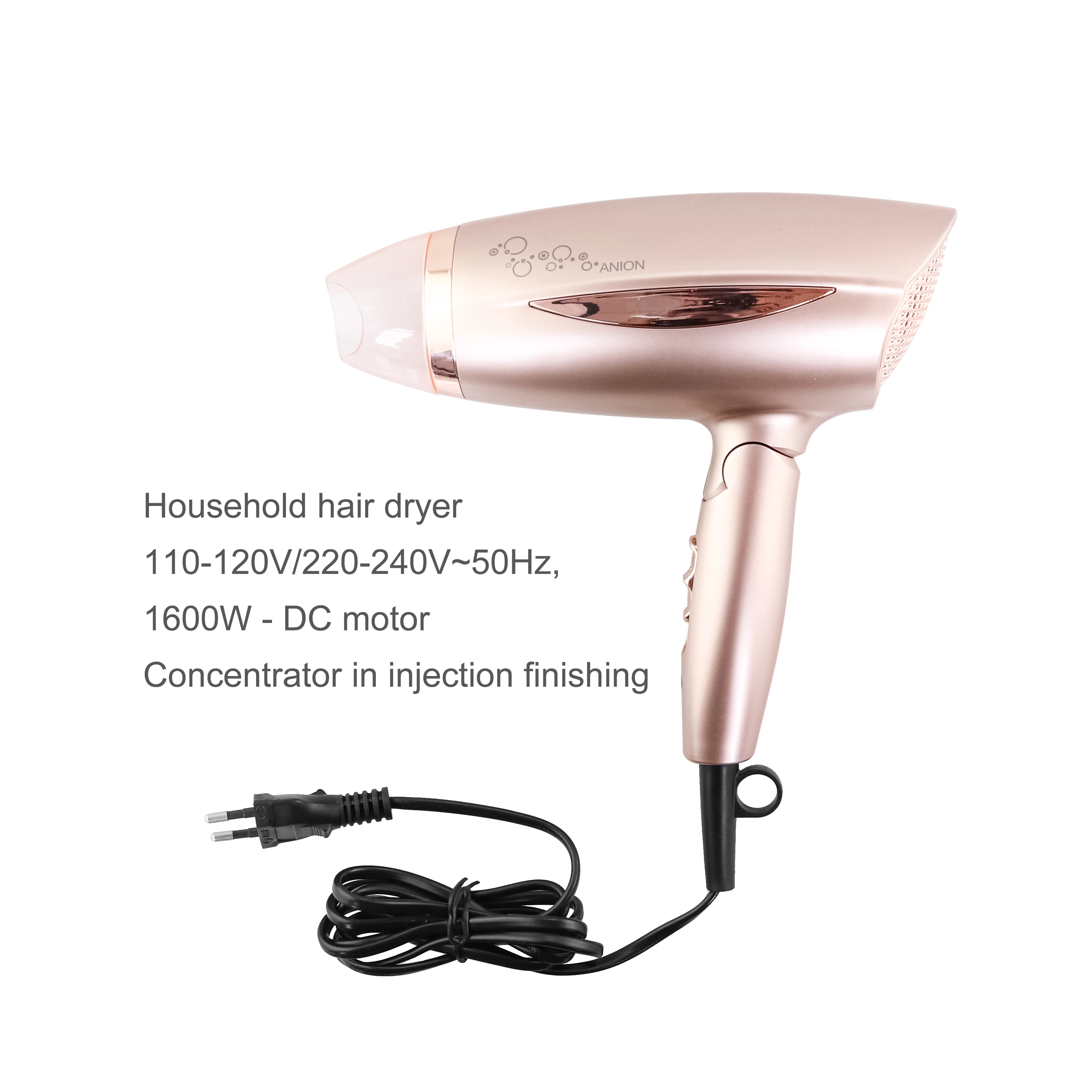 

Factory Wholesale Best Quality 1600W Hair Dryer High Power Household Electronic Foldable Double voltage Hair Dryer