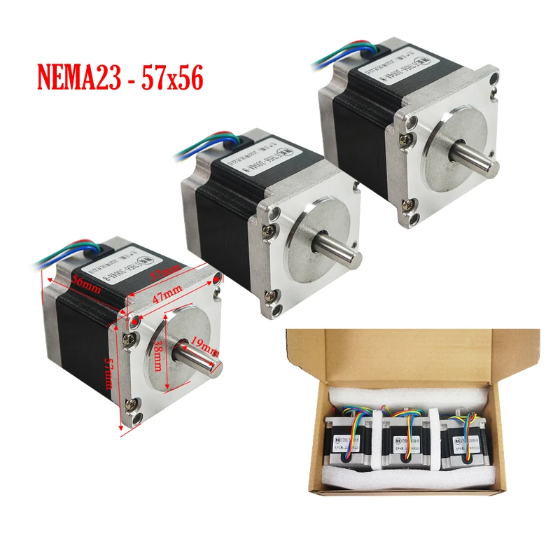 

3pcs/lot Nema 23 Stepper Motor 1.2Nm 3A 57*56 4-wires for CNC Mill Lathe Plasma Router