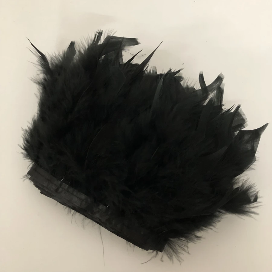 

4-10 meter Natural Black Color Turkey Feather Trims Ribbon Fringes 10-15CM 4-6" Wedding Dress Decoration Sewing Crafts Wholesale