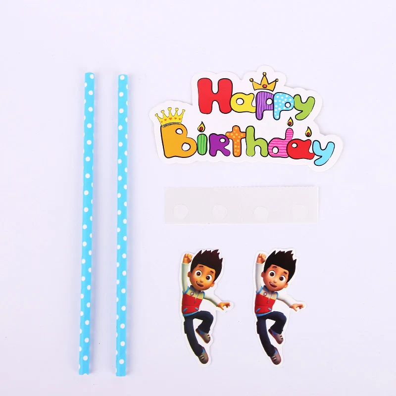 cake flag Paw Patrol украшения на день рождения для детей, праздничная сумка для дня рождения, бумажные чашки, тарелки, детские одноразовые столовые приборы для душа - Цвет: cake flag