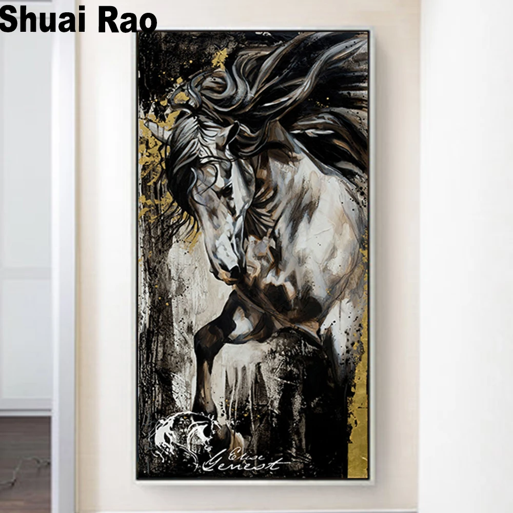 

diy Big Size Diamond Painting horse Diamond Embroidery Full square round drilling 5d Diamond Mosaic kits Animals puzzle arts