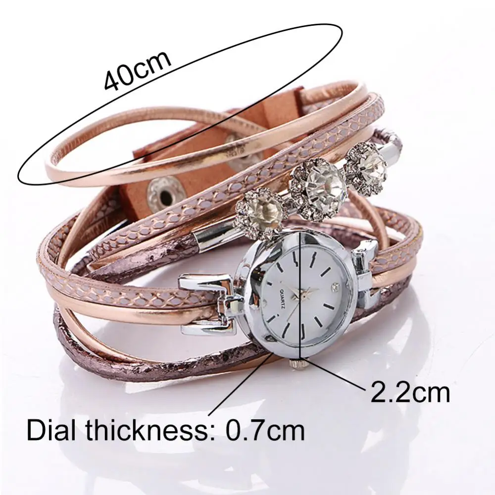 

50%HOT Luxury Women Rhinestone Round Dial Analog Quartz Multilayer Bracelet Wrist Watch