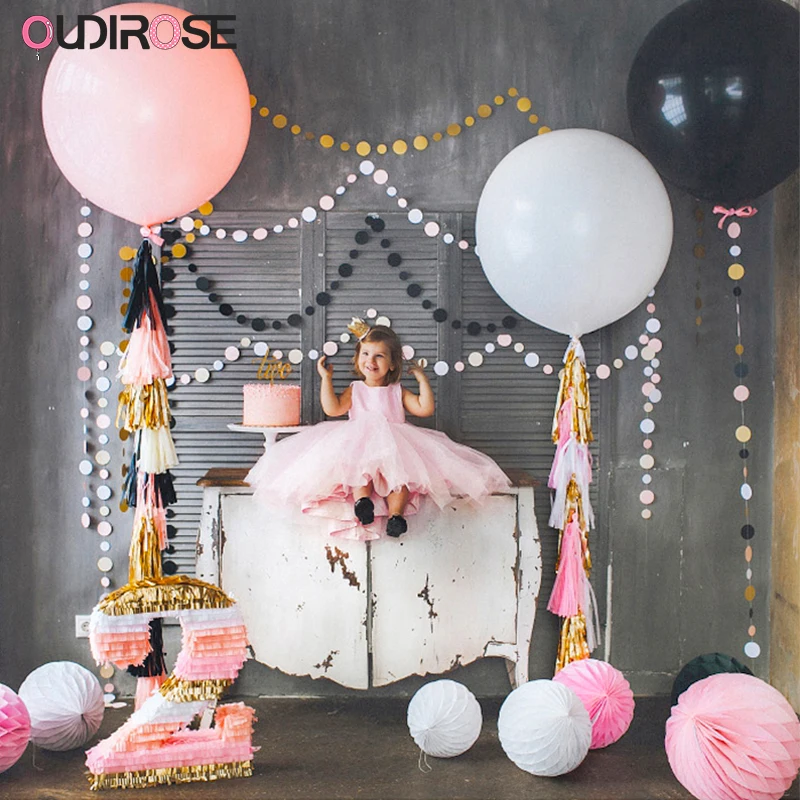 Бумажное знаменце "Круглые точки разных цветов" длиной 3,5/5 см для украшения свадеб, детских вечеринок, дня рождения и помещений.