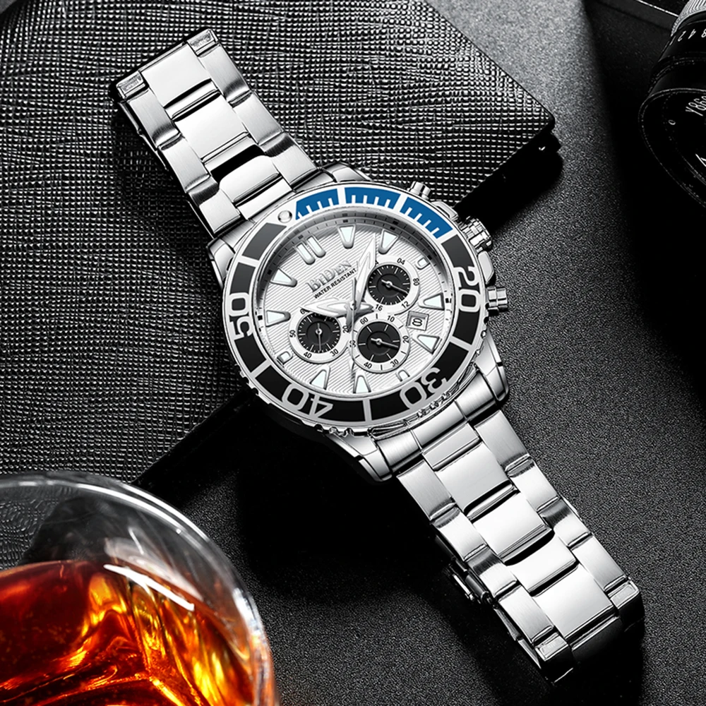 Роскошные светящиеся спортивные часы военные полностью Стальные наручные