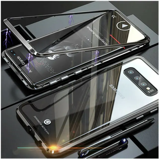 Black Металлическая Рамка флип Etui для samsung Galaxy S10 Plus чехол Note10 Coque samsung S10Plus чехол на магните для samsung Note 10 Plus чехол S10e S9 S10 - Цвет: Black