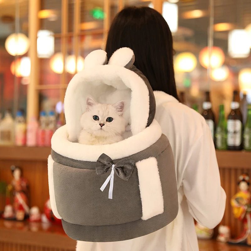 

Warm Pet Carrier Bag Plush Cat Transport Backpack Cute Portable Small Dog Bag Chest Pack Puppy Transportation Cats Travel Basket