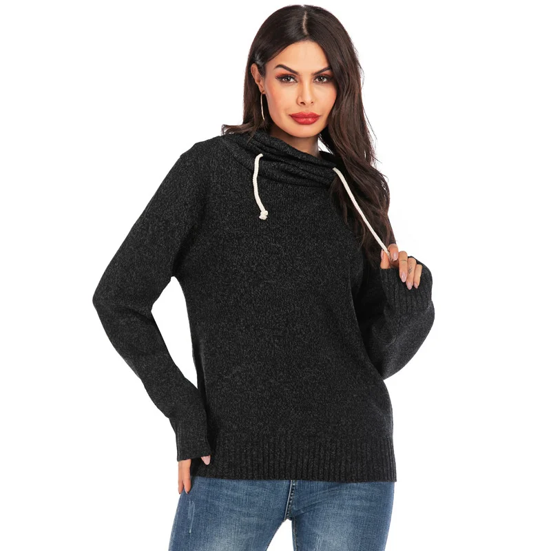 

Sweater 2020 autumn winter new casual loose knit top long sleeve Hooded Sweater