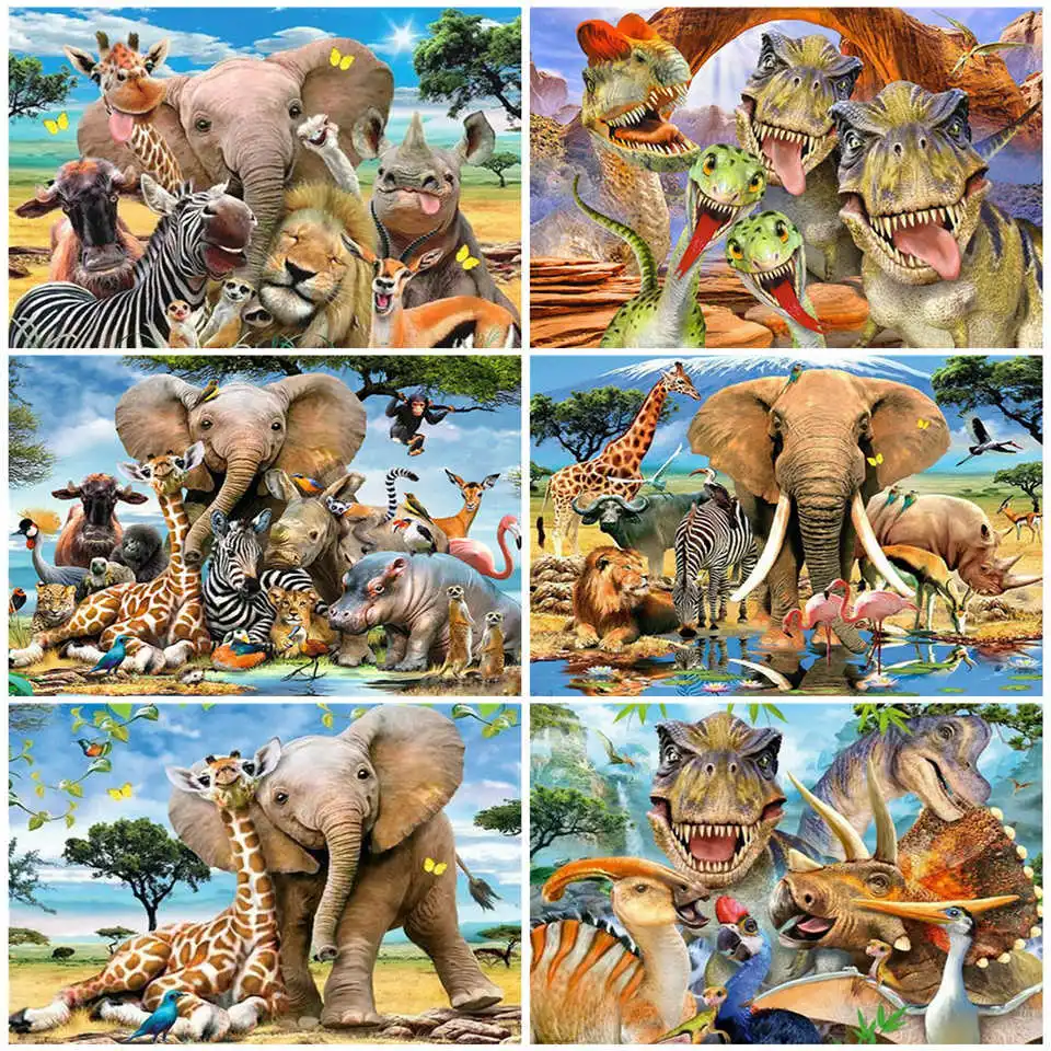 Картина AZQSD по номерам сделай сам жираф холст картина маслом слон животное