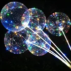 Светодиодные шары с ручкой, светящиеся Прозрачные гелиевые шары Bobo, украшения для свадьбы, дня рождения, вечеринки, Детские светодиодный светильник ры