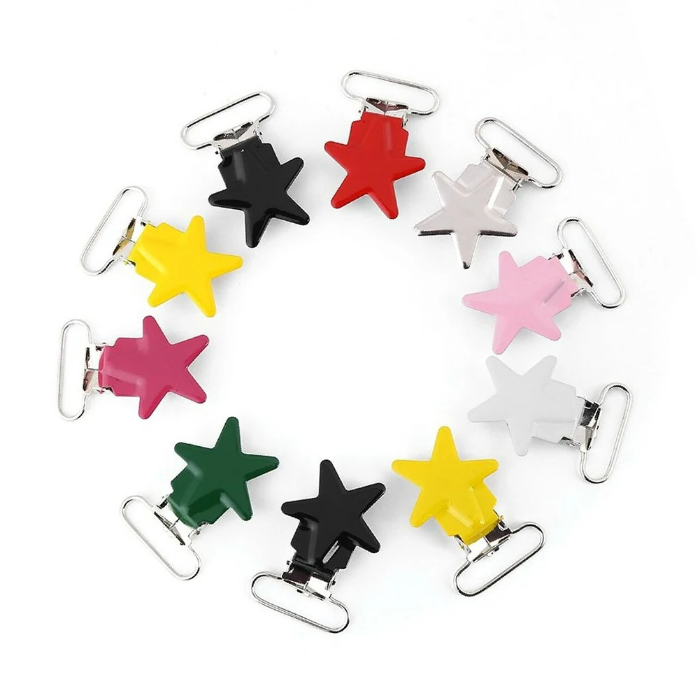 10pcs Soother Iron Holder Nursing Coating Baby Dummy Feeding Accessory Star Shape Rustproof Pacifier Clip Small Strap Multicolor | Мать и