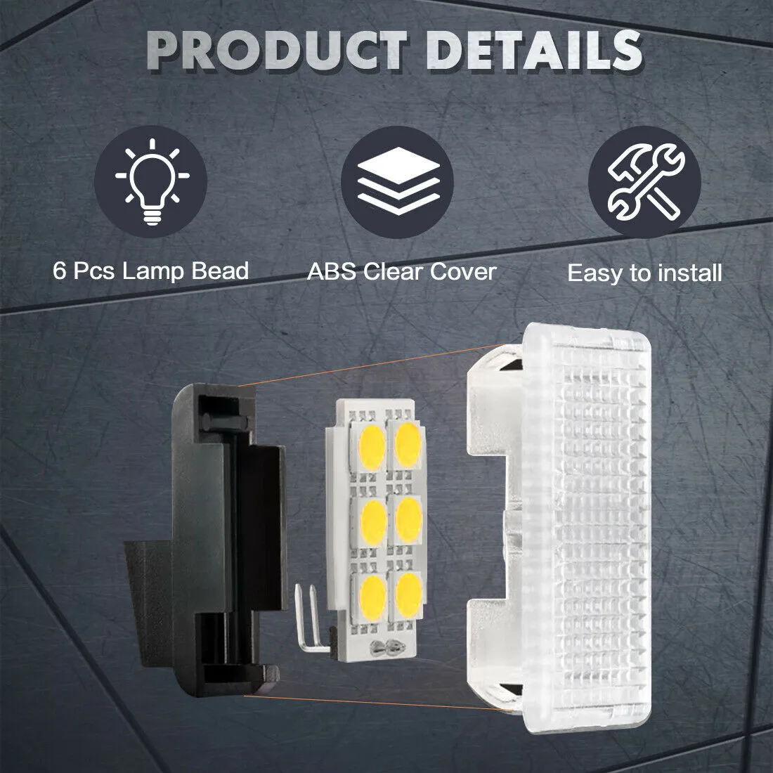 

Parts Car Interior Lights Upgrade White 12V 4Pcs 6000k ABS+Aluminum Alloy