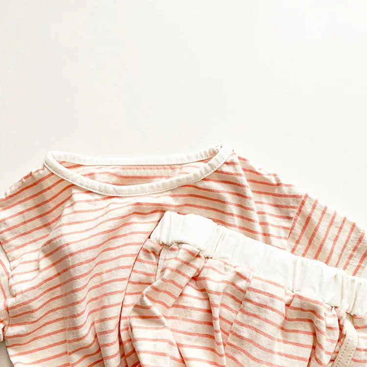 

7211 PRESALE 15Days Children's Clothing Set Fashion Striped Short Sleeve T+Shorts Baby Boys Clothes 1-7T Girls 2 pieces Clothes