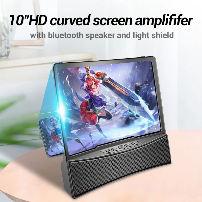 mobile phone screen magnifier with bluetooth stereo speaker 10 inch 3d hd video smartphone amplifier desk holder anti radiation free global shipping