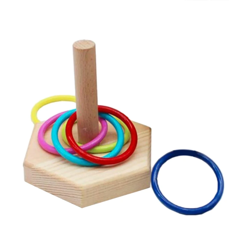 

Wooden Bird Trick Tabletop Toys Parrot Training Color Ring Toys Cage Foot Toys