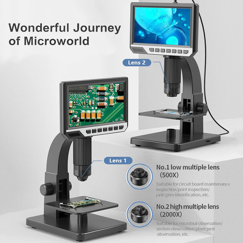 

Промышленный микроскоп 2000X с IPS-экраном, цифровые микроскопы с IPS-экраном для пайки, ремонта мобильных телефонов, лабораторный микроскоп
