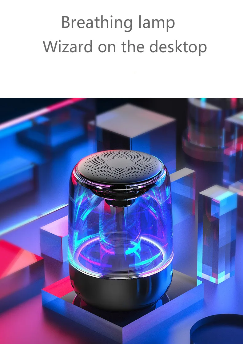 

C7 Crystal Glass LED Colorful Lights Wireless Bluetooth Speaker Fashion Bass Mini Portable Audio Valentine's Day Birthday Gift