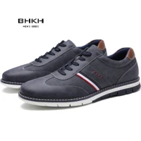 bhkh 2022 spring autumn men casual shoes pu leather fashion sneakers comfy walking lace up footwear men shoes