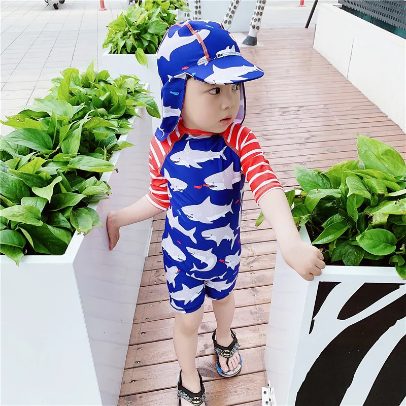 Купальный костюм для малышей цельный купальный мальчиков UPF50 + защита от УФ-лучей