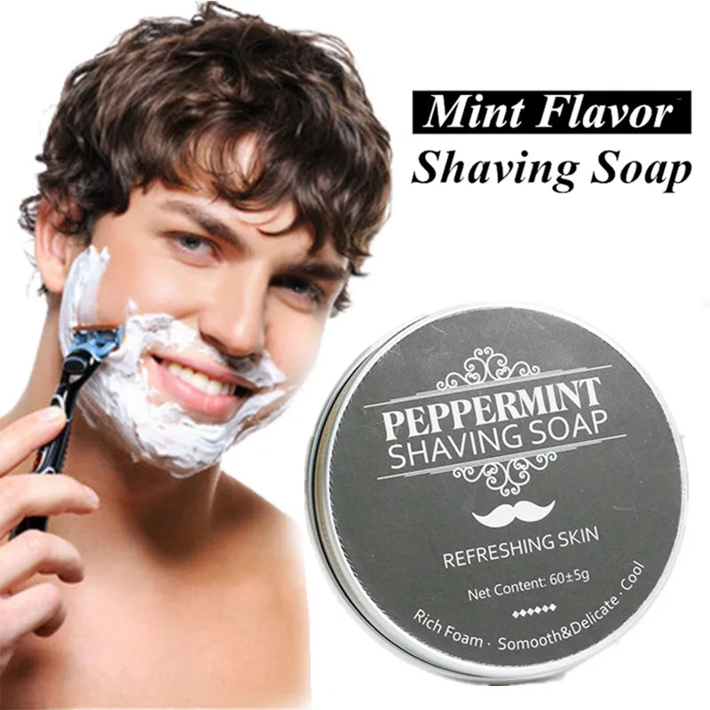60g Men's Personal Care Moisturizing Mint Flavor Shaving Soap