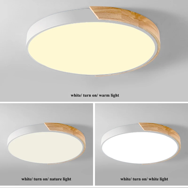 

Modern LED Ceiling Lights for Living Room Bedroom Led Ceiling Lamp Round Wooden Remote Dimmable Macaron Colors Lighting Nordic