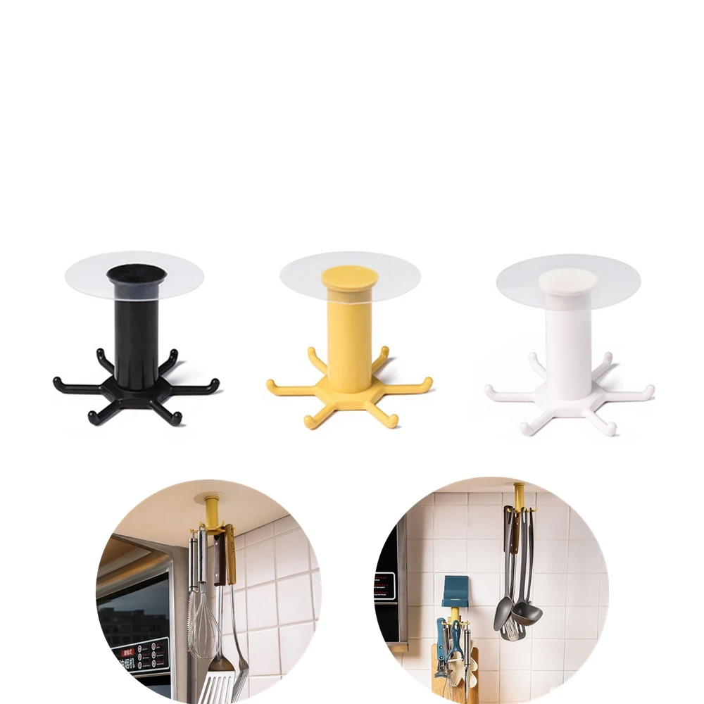 

360 Degrees Rotating Hook Kitchen Accesorios Storage Bathroom Organizar Storage Rack Rotated Holder Wall Mounted Hanging Hooks