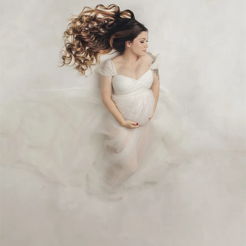 

White Maternity Dress For Photography Photo Shoot Summer Lace Ball Gown Progrent Women Wedding Dress Party Clothes