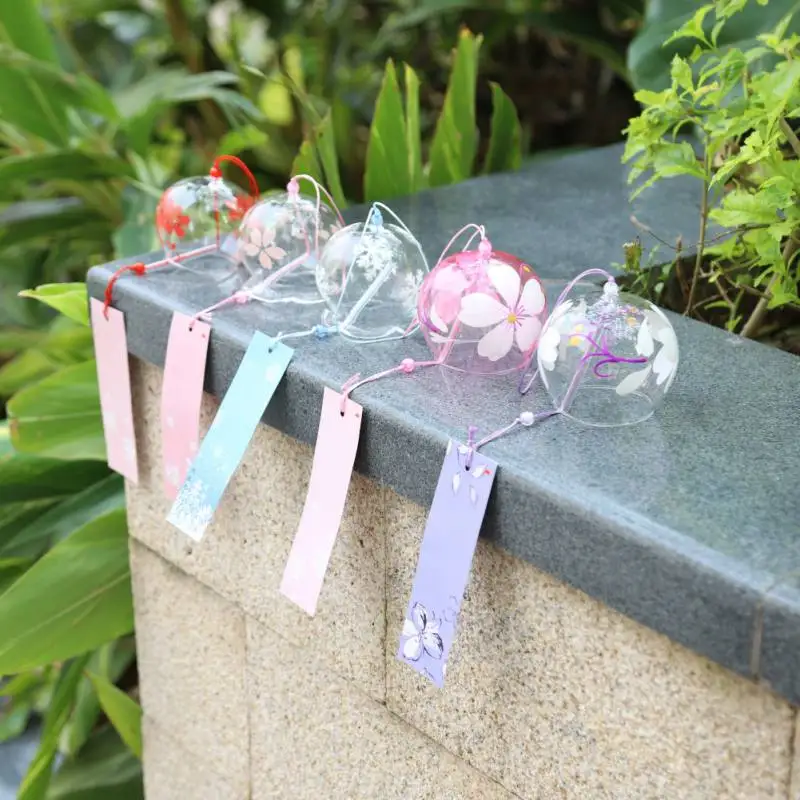 Japanese Style Glass Wind Chimes Hanging Craft Bell Handpaint Chime Blessing Ornament Home Garden Office Decor | Дом и сад
